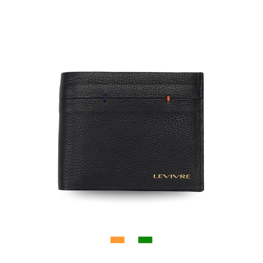Levivre - Smooth Grain soft Black Leather Billfold Wallet