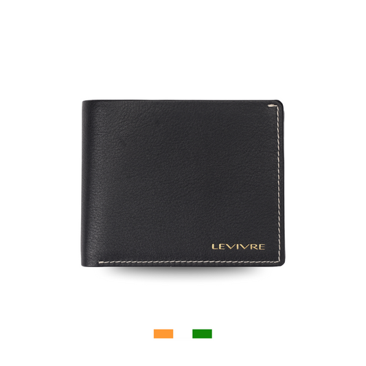 Levivre - Flat Grain soft Black Leather Billfold Wallet